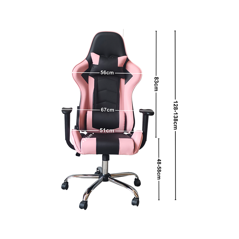 Zwart en roze stikselontwerp Hoogwaardig materiaal Normale gamingstoel